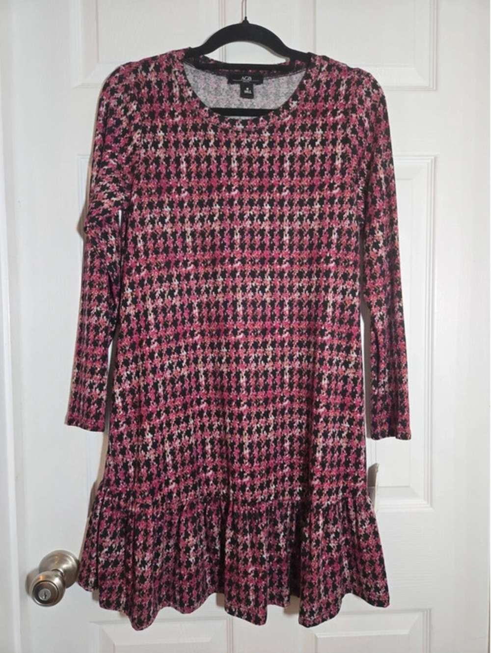 AGB pink black houndstooth dress size medium